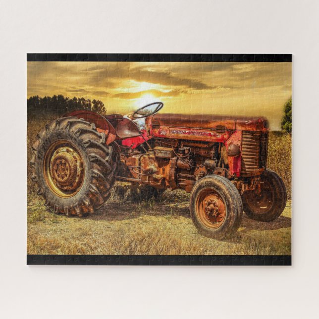 Vintage Red Farm Tractor Jigsaw Puzzle (Horizontal)