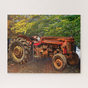 Vintage Red Farm Tractor Jigsaw Puzzle