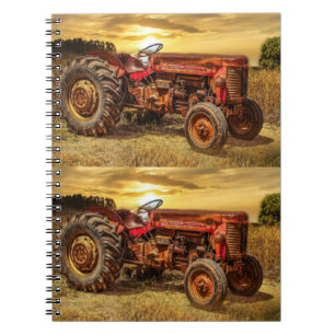 Vintage Red Farm Tractor Notebook