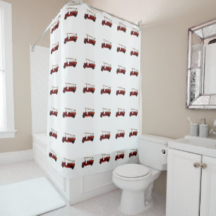 Vintage Red Fire Truck Bathroom Shower Curtain