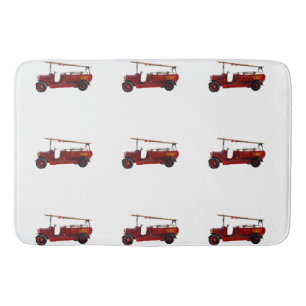 Vintage Red Fire Trucks, Bath Mat