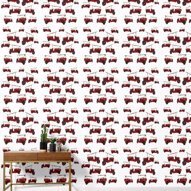 Vintage Red Fire Trucks Pattern, Wallpaper (Hallway)