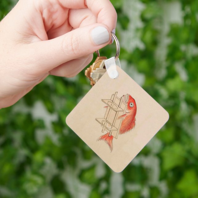 Vintage Red Fish Yokai Key Ring (Hand)
