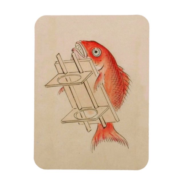 Vintage Red Fish Yokai Magnet (Vertical)