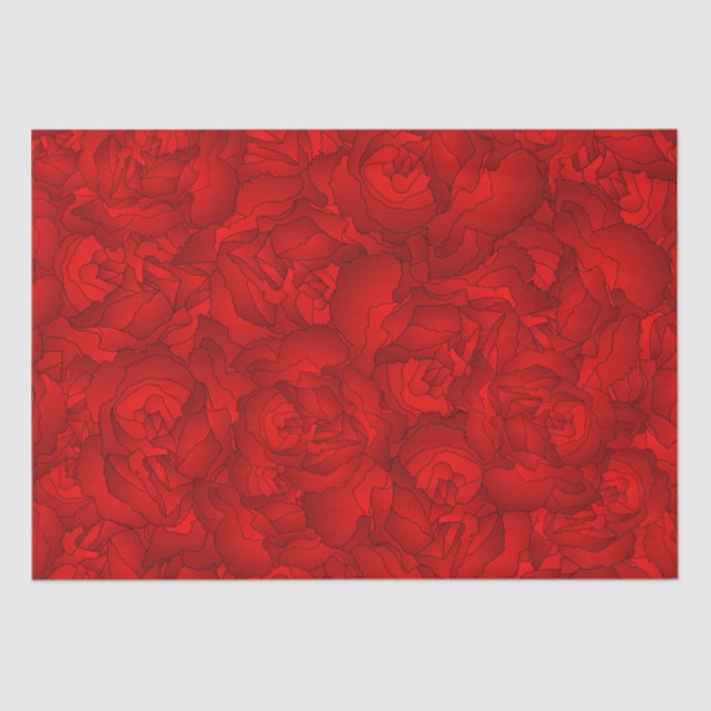 Vintage Red Floral Art Tissue Paper (Front)