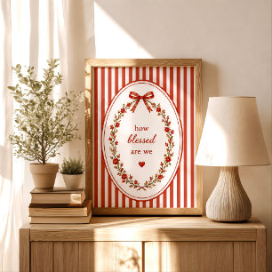 Vintage Red Floral Bow Coquette Quote Print