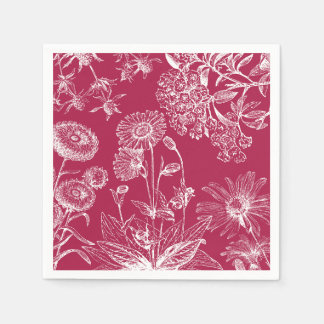 Vintage Red Floral Napkin