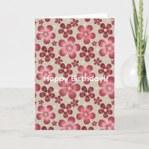 Vintage Red Floral Notebook Cozy Botanical Diary D Thank You Card