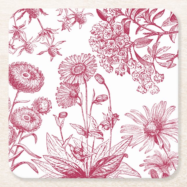 Vintage Red Floral |Thanksgiving | Fall Coaster (Front)