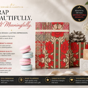 Vintage Red Floral Wrapping Paper