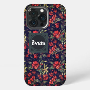 Vintage Red Flowers & Your Name Case-Mate iPhone C 13 Pro Case