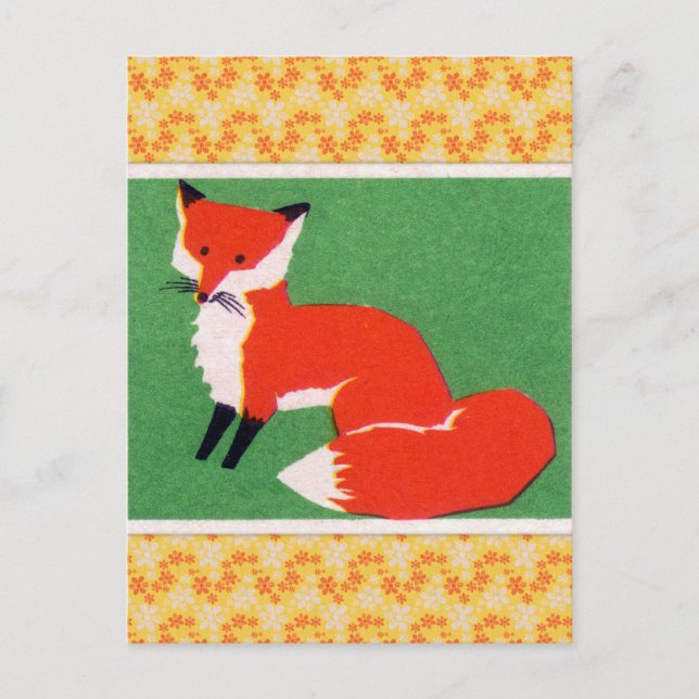 Vintage Red Fox Print Postcard (Front)