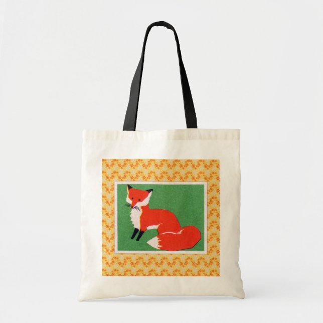 Vintage Red Fox Print Tote Bag (Front)