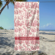 Vintage Red French Country Pastoral Toile Scenic