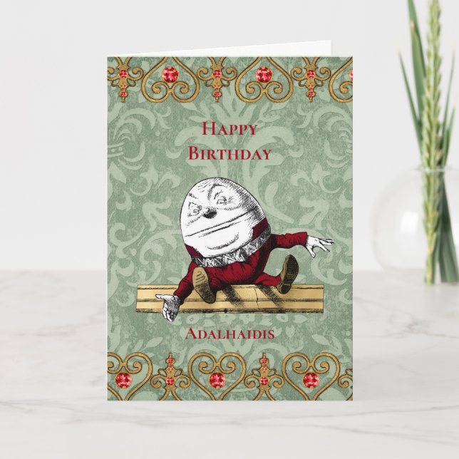Vintage Red Gold Humpty Dumpty Birthday Card (Front)