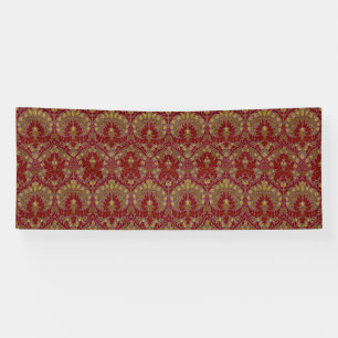 Vintage Red Gold William Morris Autumn Flowers Banner