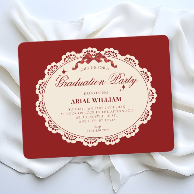 Vintage red Graduation Invitation (Creator Uploaded)