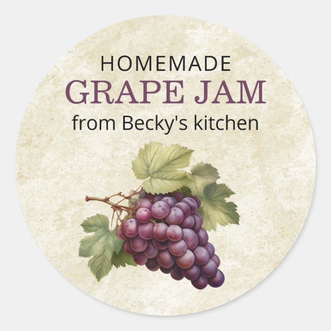 Vintage Red Grapes jam canning label (Front)