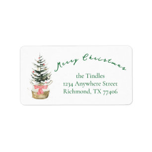 Vintage Red Green Argyl Festive Christmas Address Label