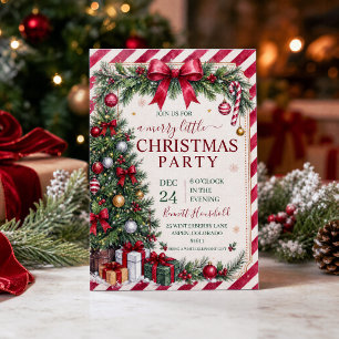 Vintage Red Green Christmas Party Invitation