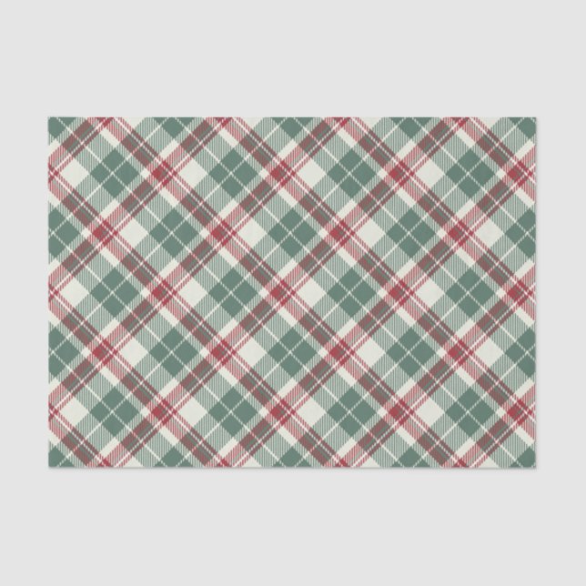 Vintage Red Green Christmas Plaid Tartan Tissue Paper (Front)