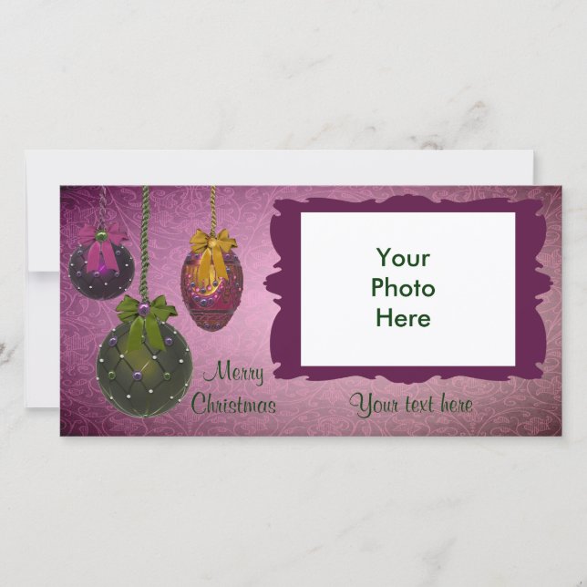 Vintage Red Green Photo Christmas Cards (Front)