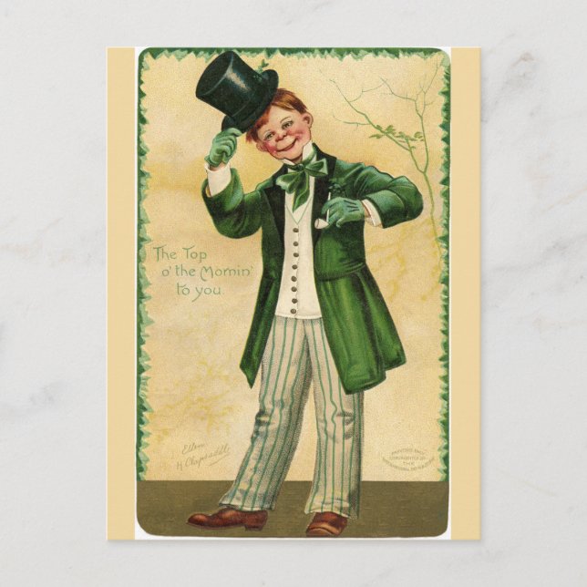 Vintage Red Haired Irishman With Top Hat Postcard (Front)