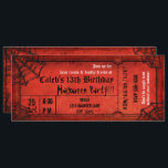 Vintage Red Halloween Party Spiderwebs Ticket Invitation<br><div class="desc">Customise the front and the back.</div>