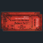Vintage Red Halloween Party Spiderwebs Ticket Invitation<br><div class="desc">Customise the front and the back.</div>