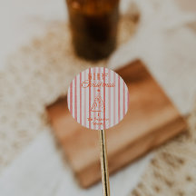 Vintage Red Hand Drawn Christmas Tree Abstract