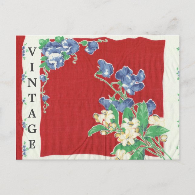 Vintage Red Handkerchief Postcard (Front)