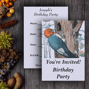 Vintage Red Head Woodpecker Tree Invitation