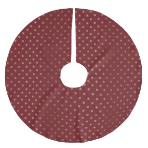 Vintage Red Holiday Gold Snowflakes Brushed Polyester Tree Skirt