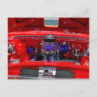 Vintage Red Hotrod Engine with Holley Carburettor