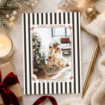 Vintage Red & Ivory Old Money Christmas Photo