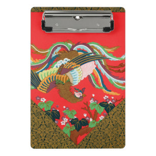 Vintage Red Japanese Phoenix Bird Art G.A. Audsley Mini Clipboard