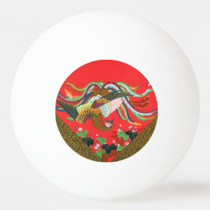 Vintage Red Japanese Phoenix Bird Art G.A. Audsley Ping Pong Ball