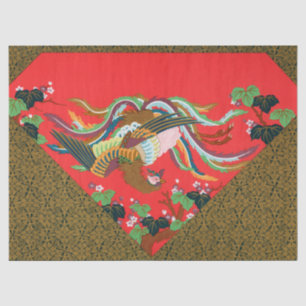 Vintage Red Japanese Phoenix Bird Art G.A. Audsley Tissue Paper