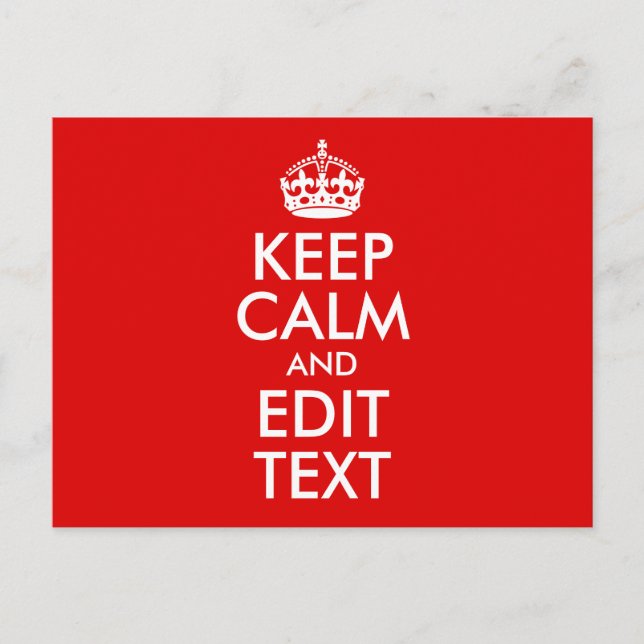 Vintage Red Keep Calm and Edit Text Postcard (Front)