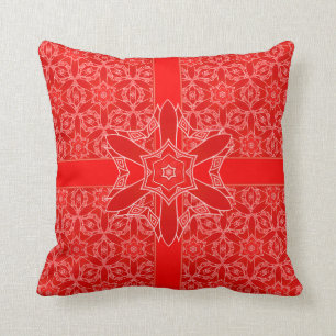 Vintage Red Lace and Ribbon Cushion