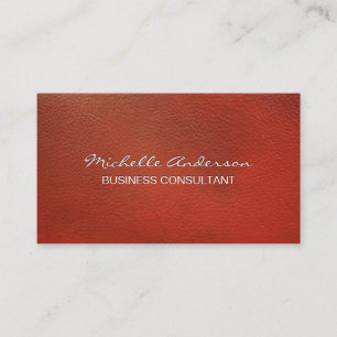 Vintage Red Leather Emboss Lettering Business Card
