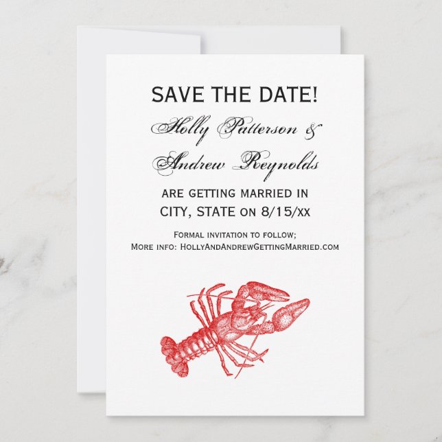 Vintage Red Lobster #1 Drawing Invitation (Front)