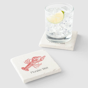 Vintage Red Lobster #1 Drawing Stone Coaster