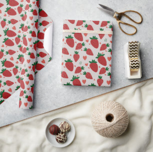 Vintage Red Lovely Strawberry Wrapping Paper