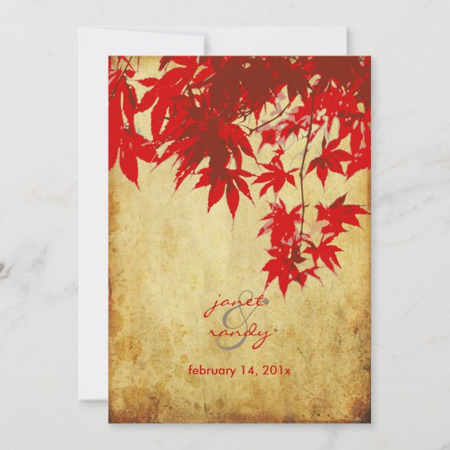 Vintage Red Maple Leaves/fall invitations (Front)