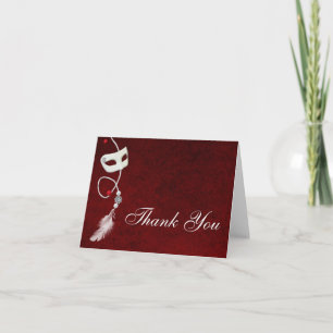 Vintage Red Masquerade Thank You Note Card