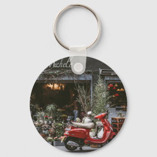 Vintage Red Motor Scooter Key Ring