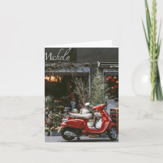 Vintage Red Motor Scooter Note Card