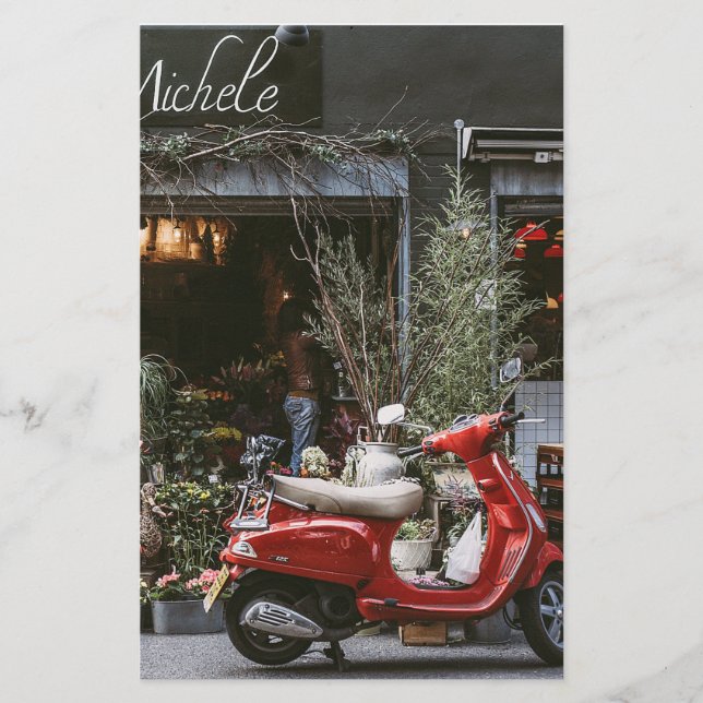 Vintage Red Motor Scooter        Stationery (Front)