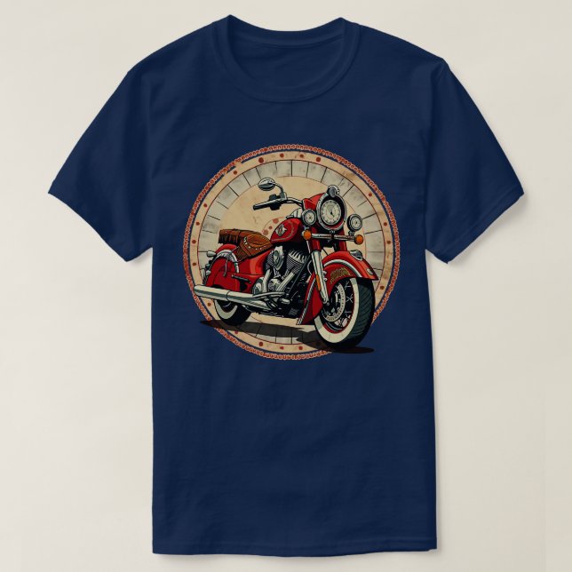 Vintage Red Motorcycle T-Shirt (Design Front)